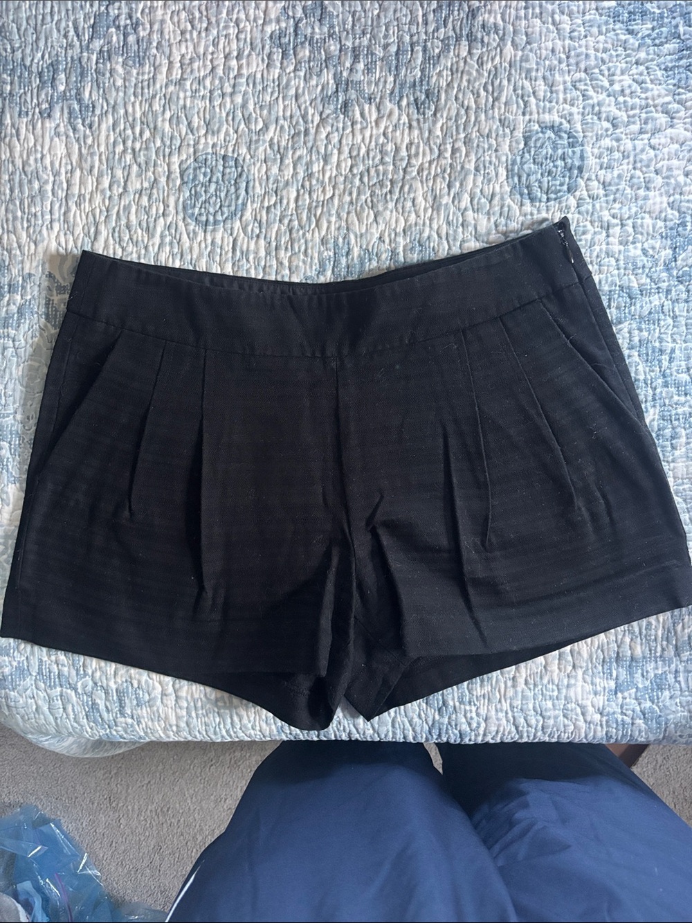 J. Crew Black Pleated Bermuda Shorts